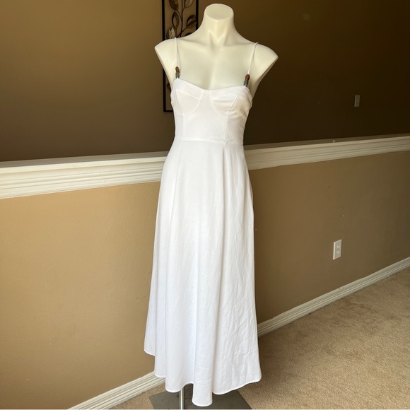 NEW ZARA SWEETHEART NECKLINE DRESS WHITE | 2298/170 - Picture 6 of 10